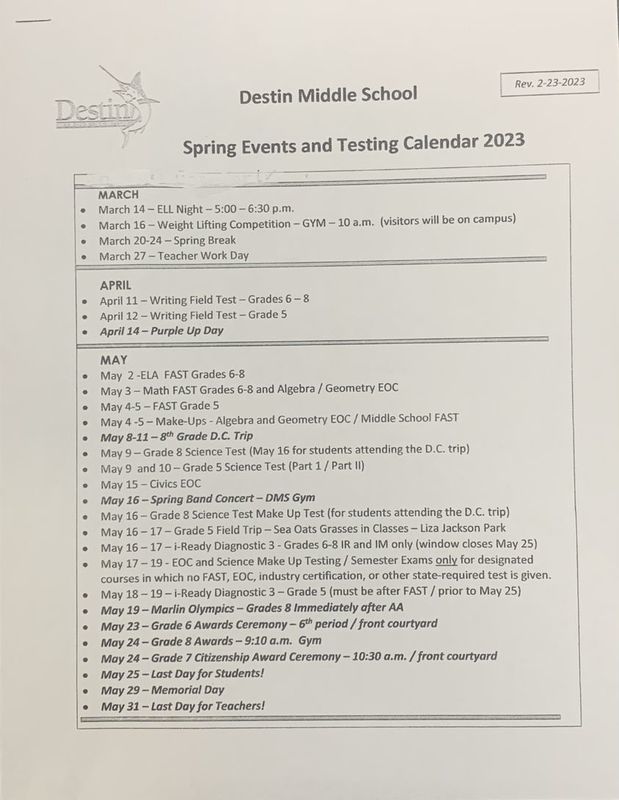 Spring Calendar!