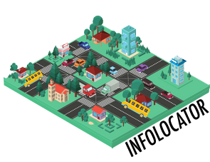 Green map with roads and buildings Green map with roads and buildings