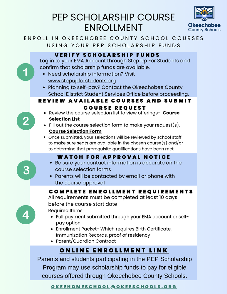 Pep scholarship courses