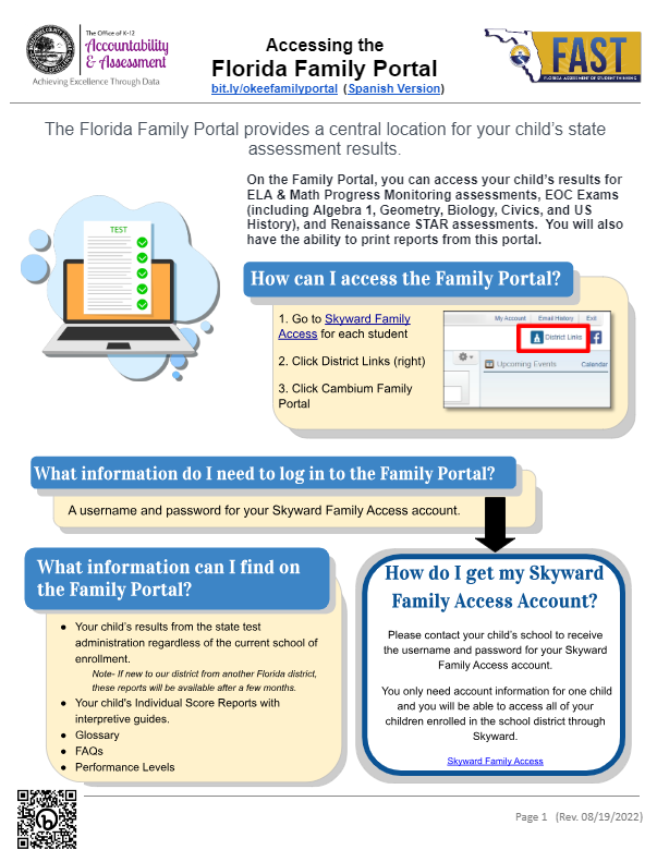 flyer for instructions on how to access school family portal