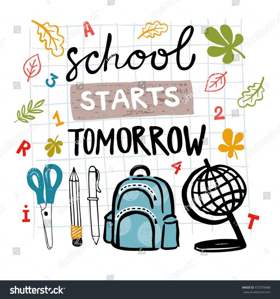 stock-vector-vector-illustration-with-school-supplies-and-handwritten-words-school-starts-tomorrow-672578488