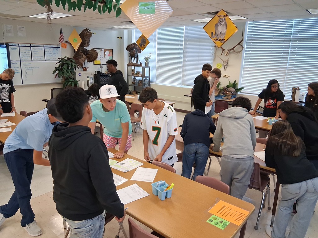 students working on scavenger hunt for science syllabus