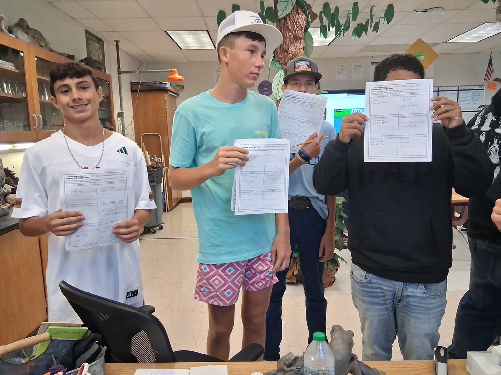 students working on scavenger hunt for science syllabus