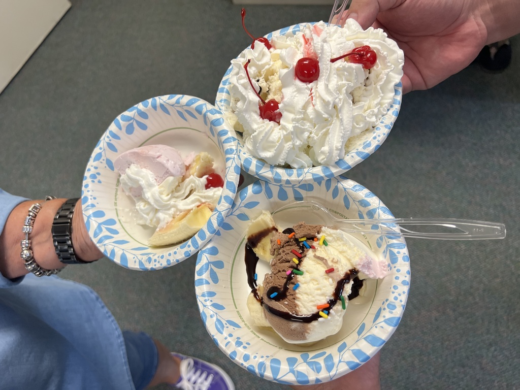 three bowls of icecream