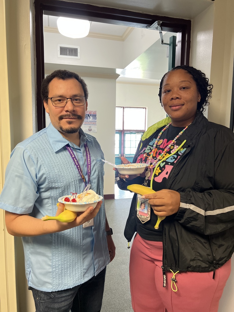 two teachers showing their banana splits