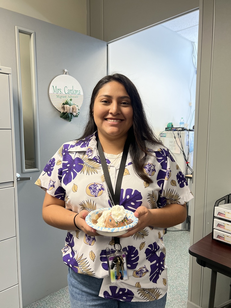 secretary showing her ice cream in main office