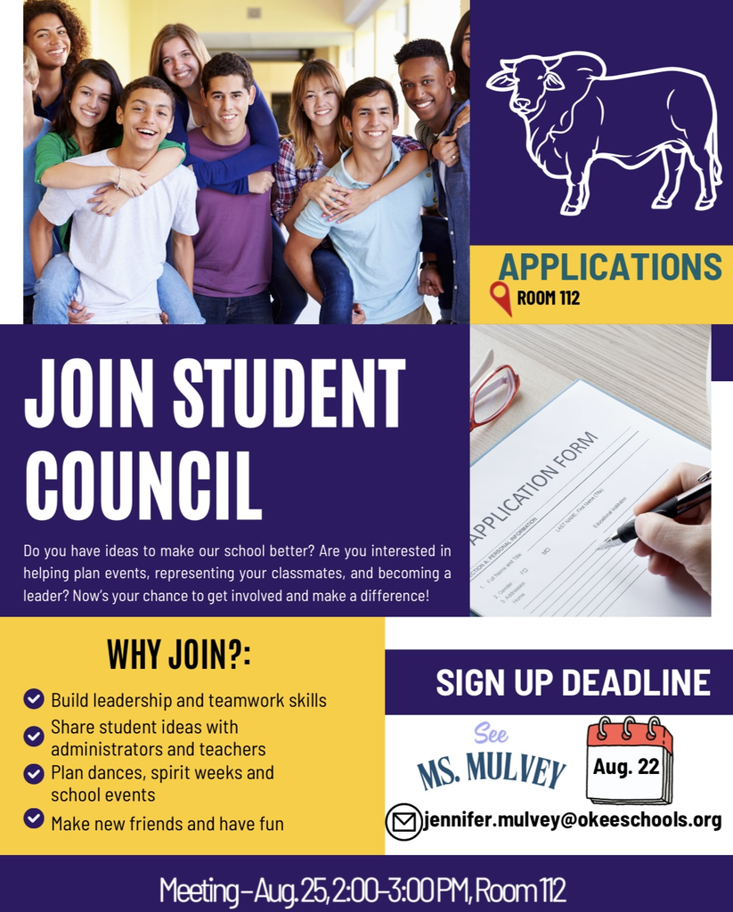 flyer to join student council with Ms.mulvey before August 22