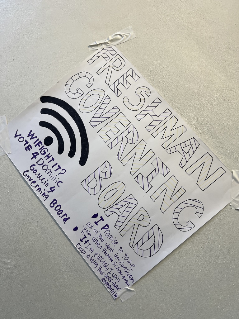 governing board posters hung in hallway