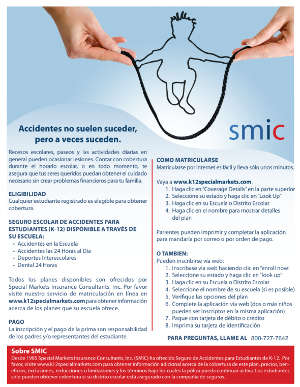 Flyer for student accident insurance