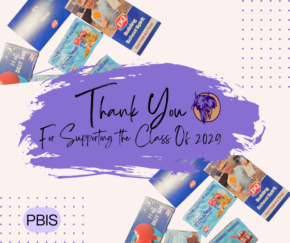 flyer saying thank you for supporting the class of 2029 PBIS