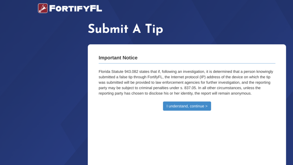 screenshot of Fortify Fl homepage