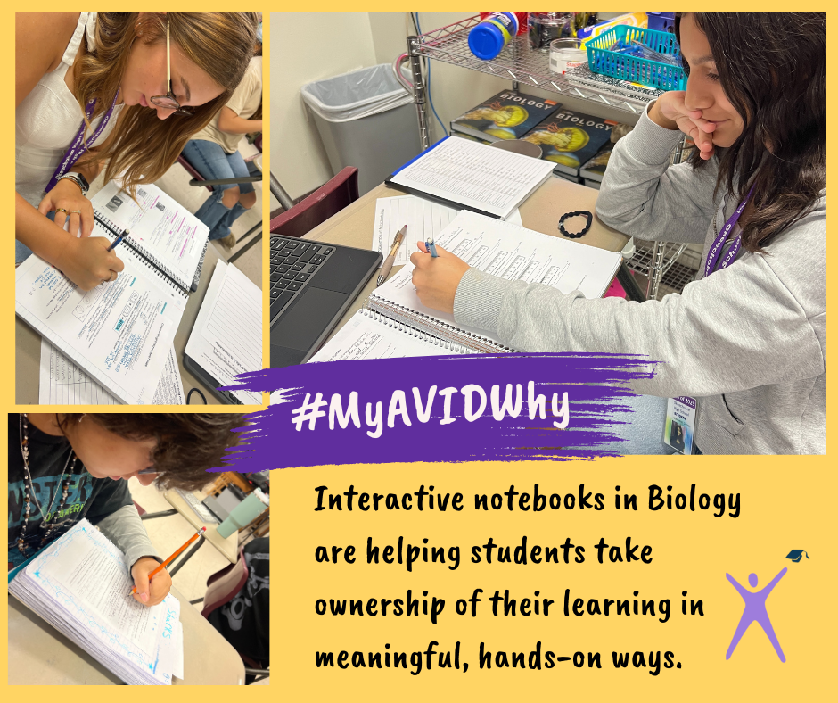 flyer for AVID Day promoting bio interactive notebooks