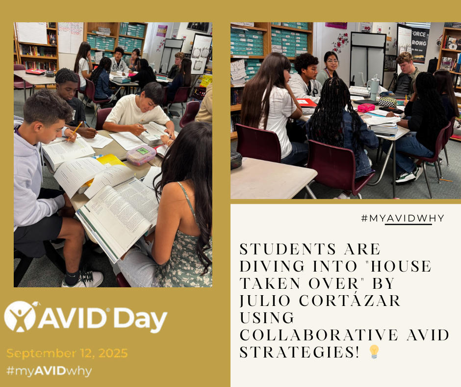 AVID DAY Flyer from ELA classroom using collaborative avid strategies