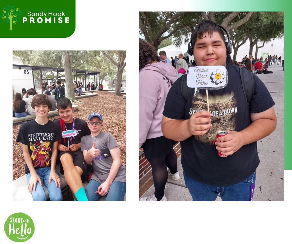 start with hello flyer with two student pictures