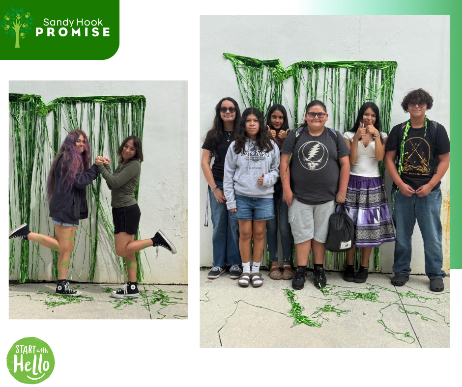 start with hello flyer with two student pictures