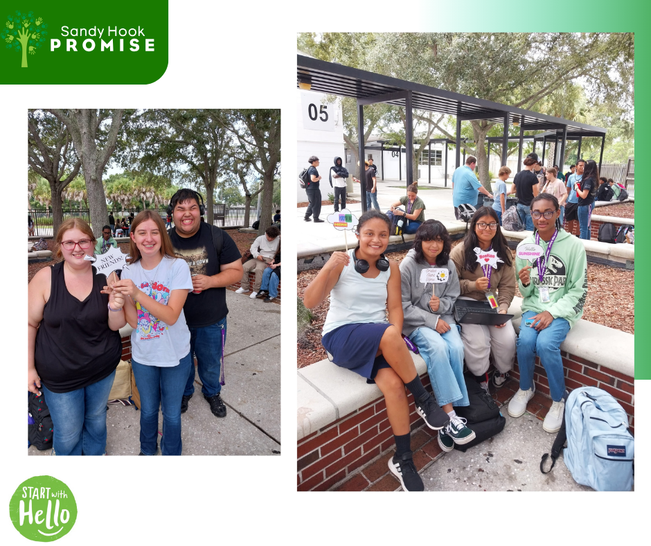 start with hello flyer with two student pictures