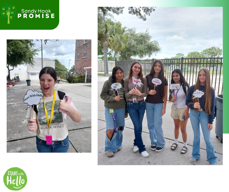 start with hello flyer with two student pictures