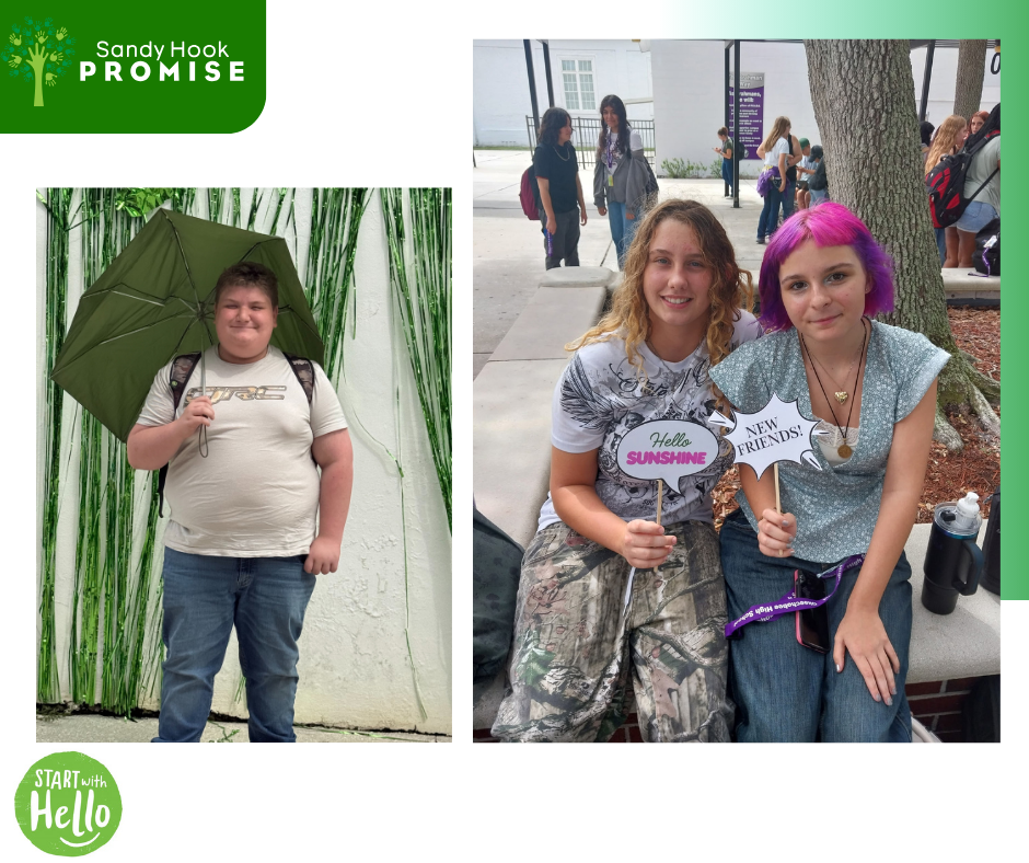 start with hello flyer with two student pictures