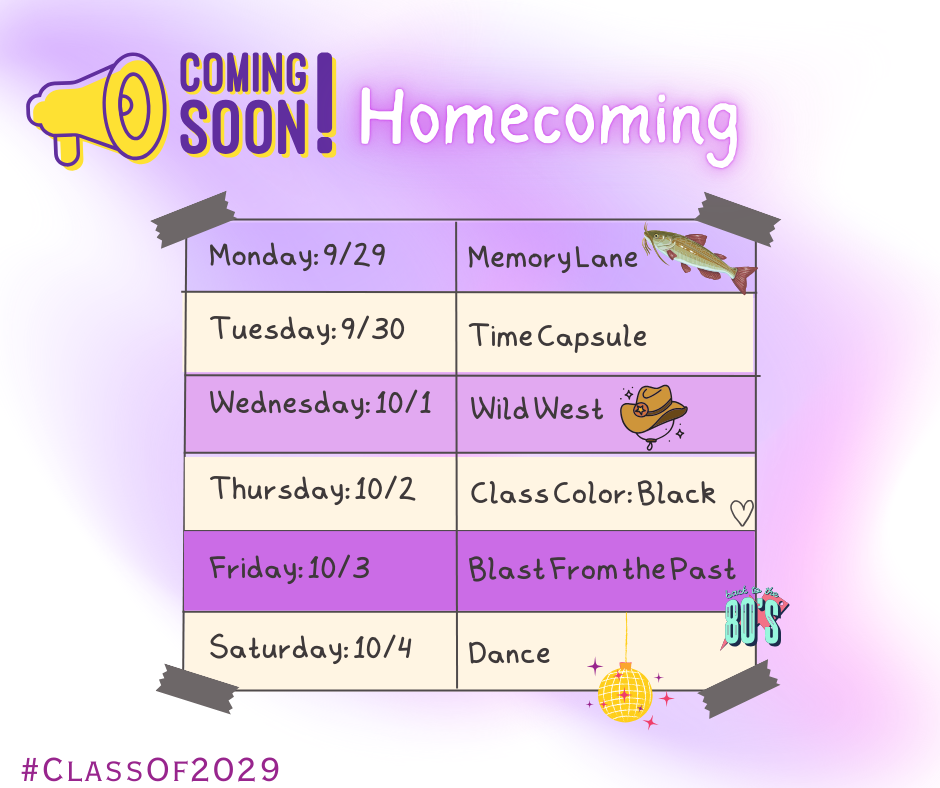 flyer for homecoming week schedule