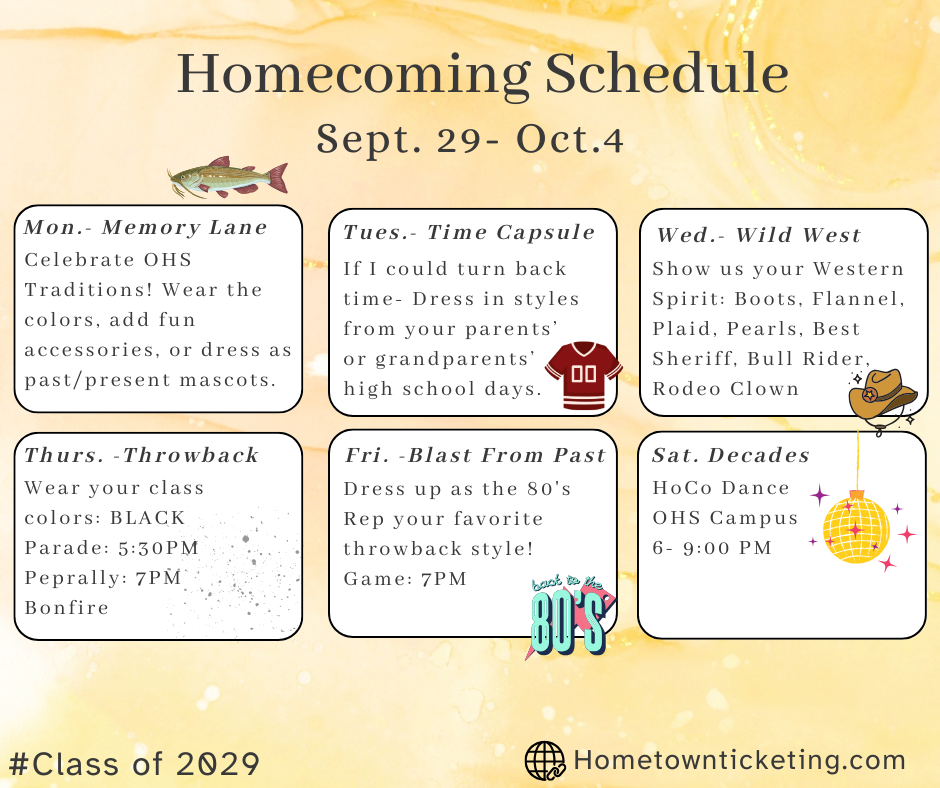 flyer for the homecoming week schedule