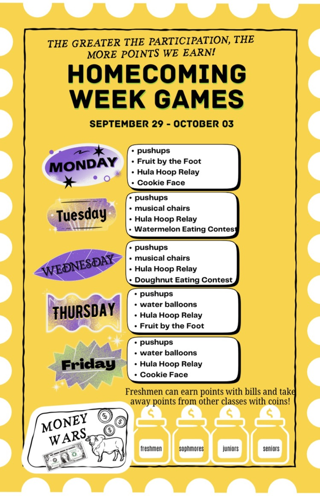 homecoming week games flyer 