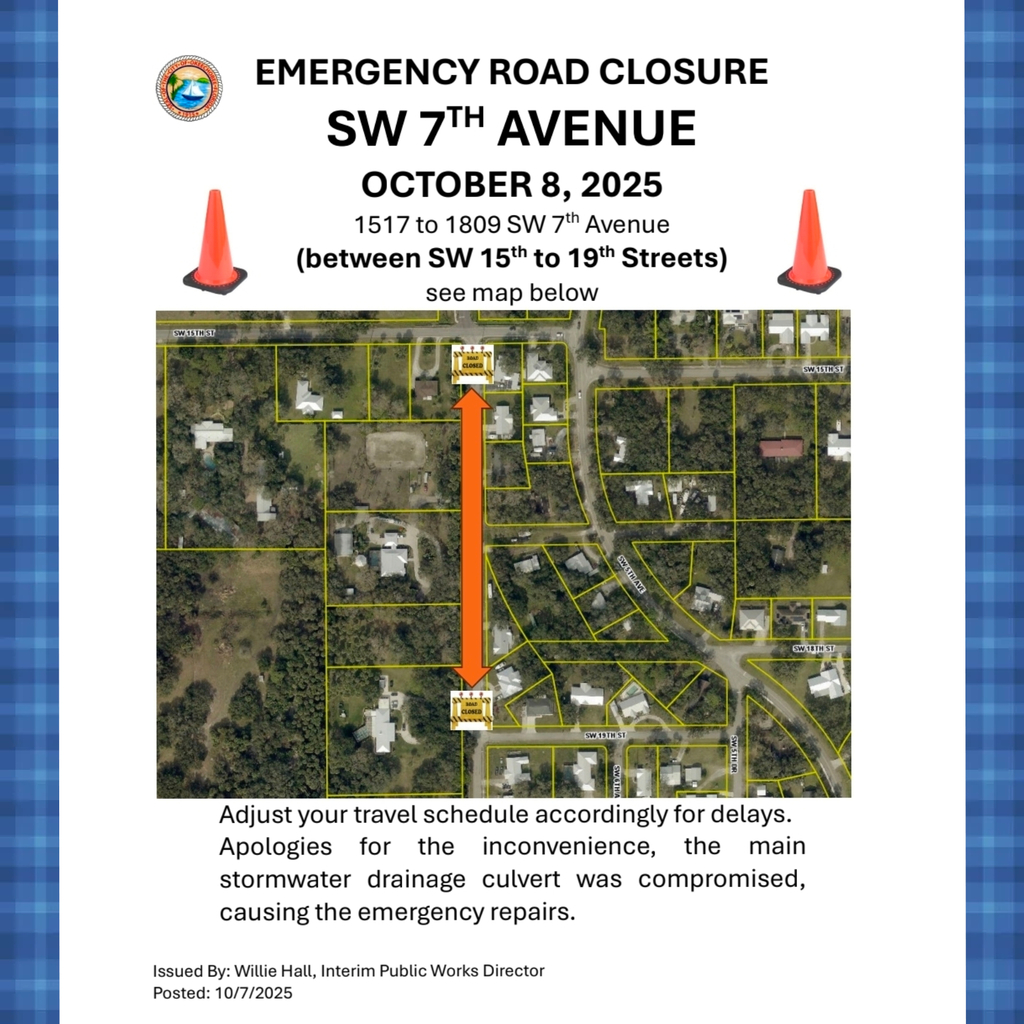 Oct. 8th Road City Closure Notification