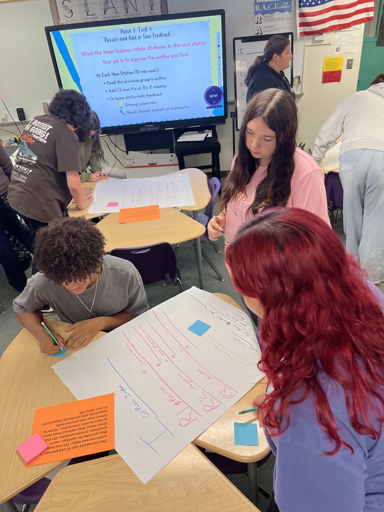 students working in posters for english