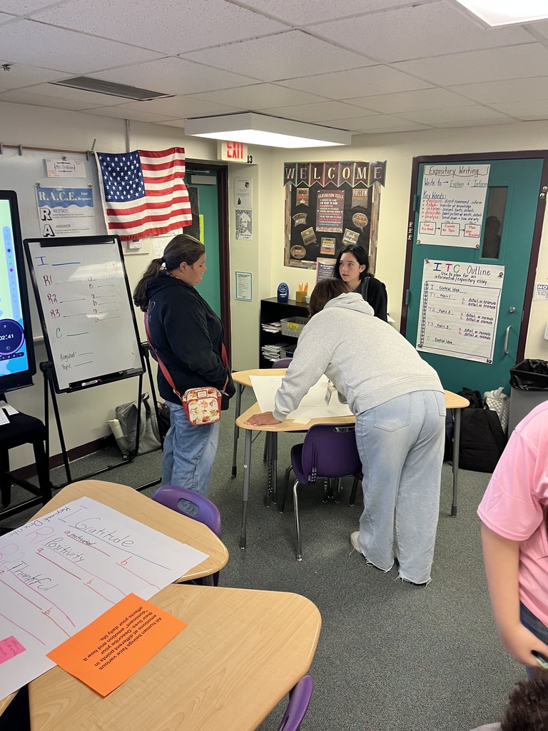 students working in posters for english