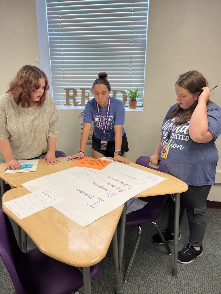 students working in posters for english