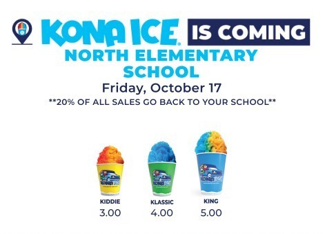 picture of sno cones in 3 sizes and multi colors with pricing underneath