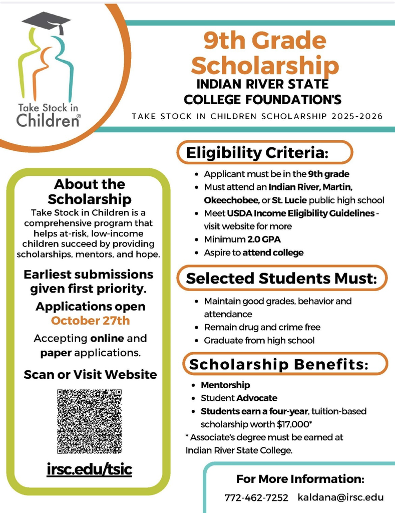 9th grade scholarship for take stock in children flyer