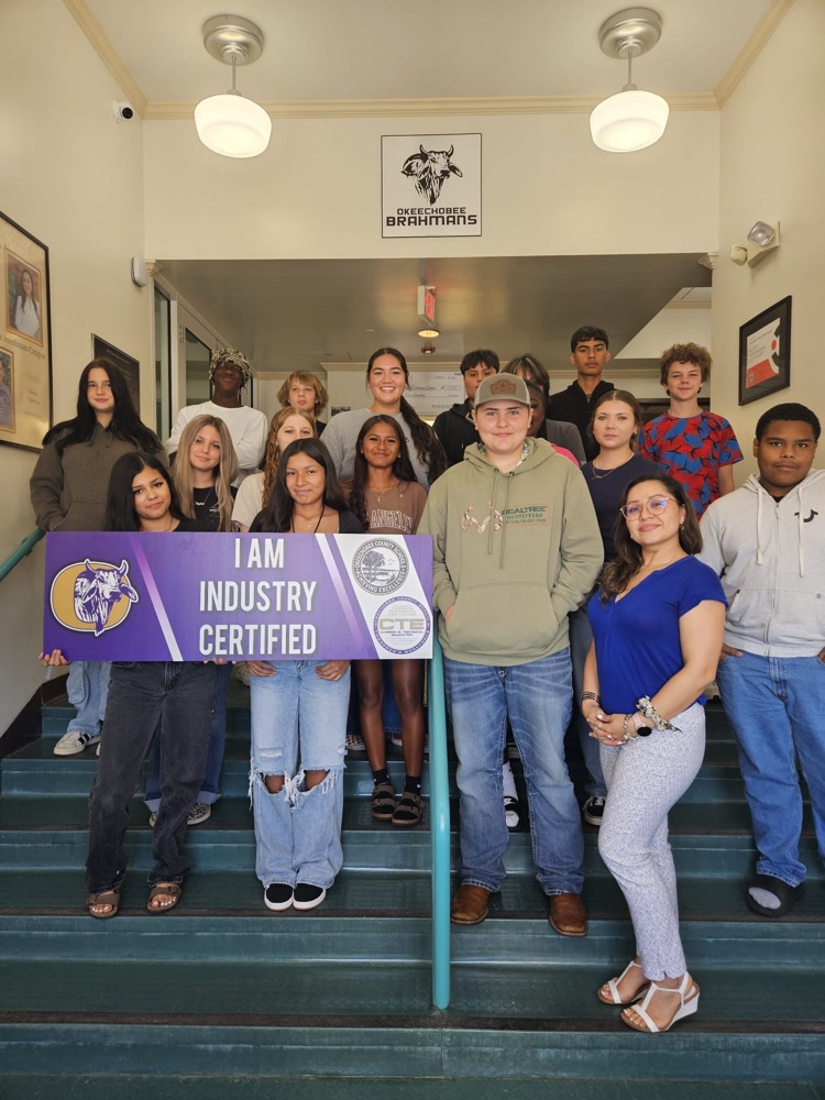 group of students holding I am industry certified banner