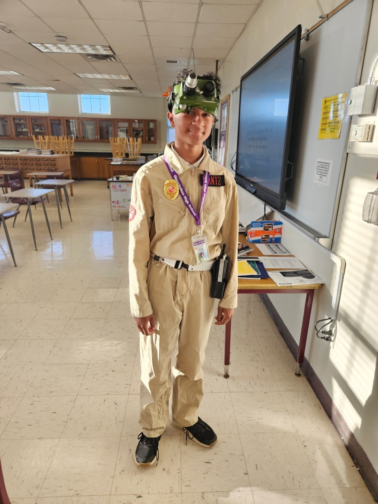 student dressed up for Halloween