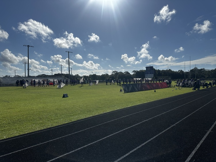 marching band at highschool stadium