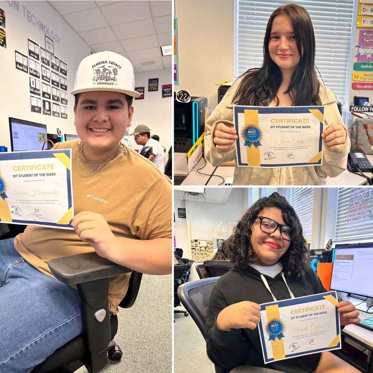 three students holding dit certificates 