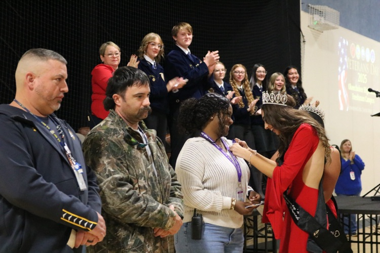 Veterans  getting pinned at ceremony