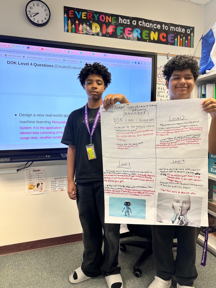 students holding up poster 