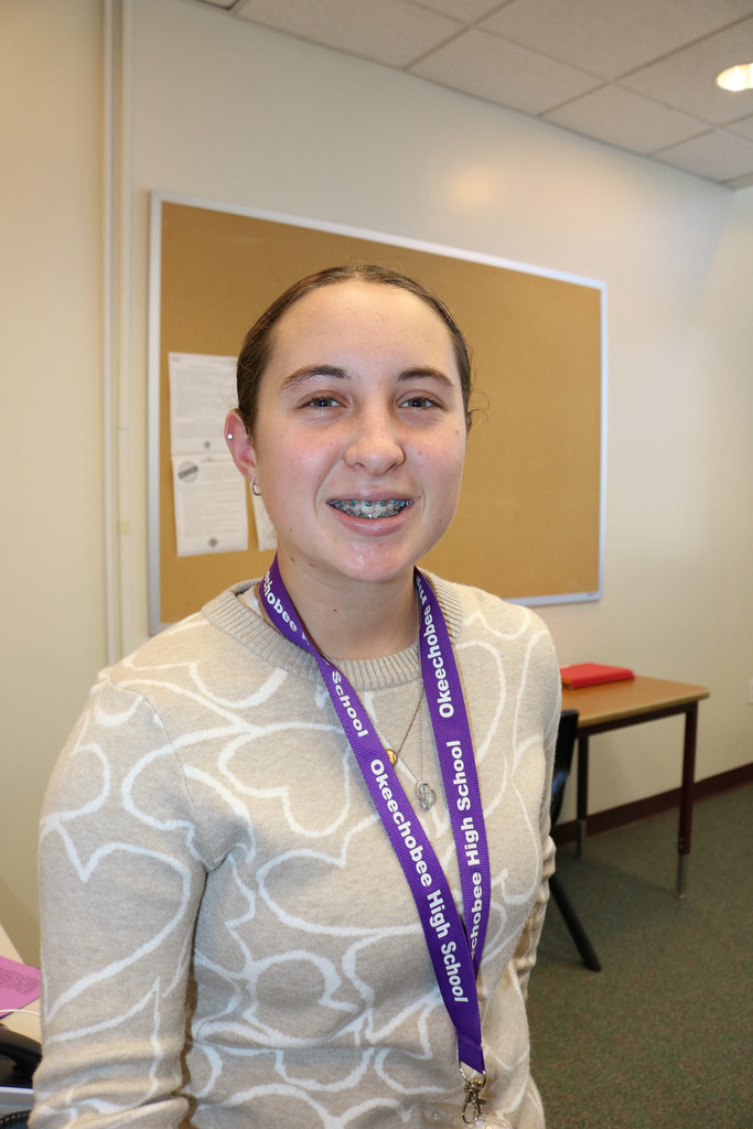 student at student of the month luncheon