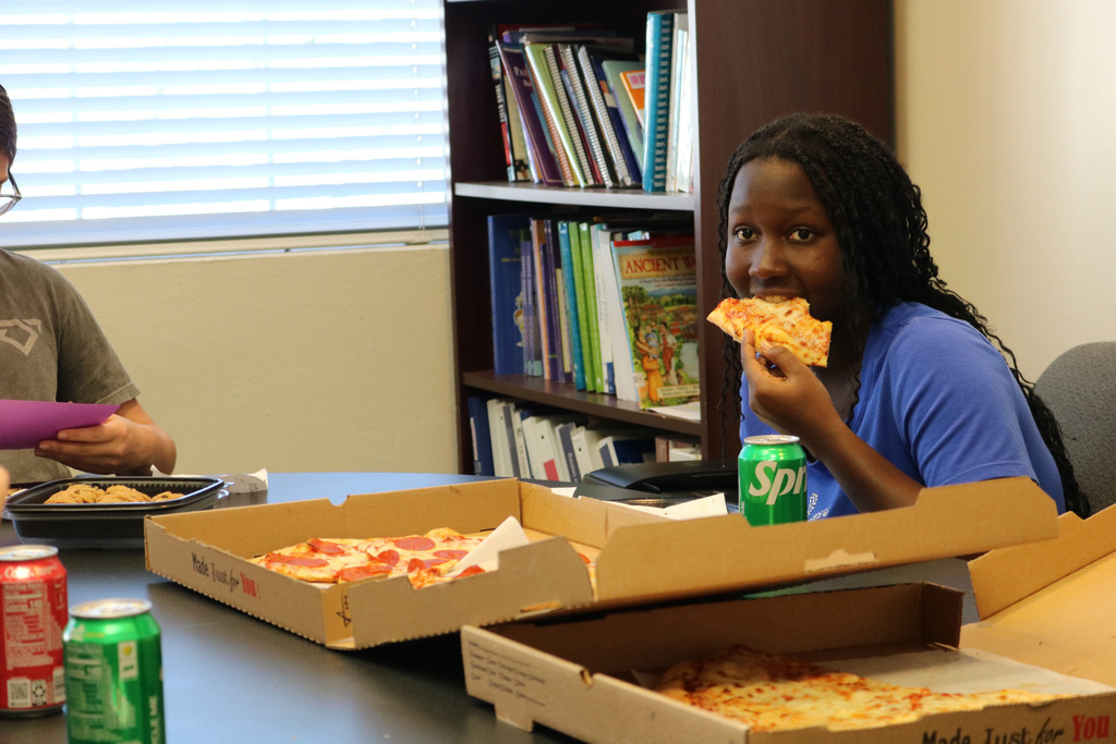 student at student of the month luncheon