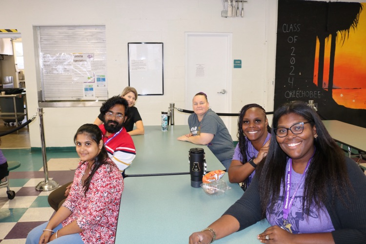 teachers at Thanksgiving luncheon