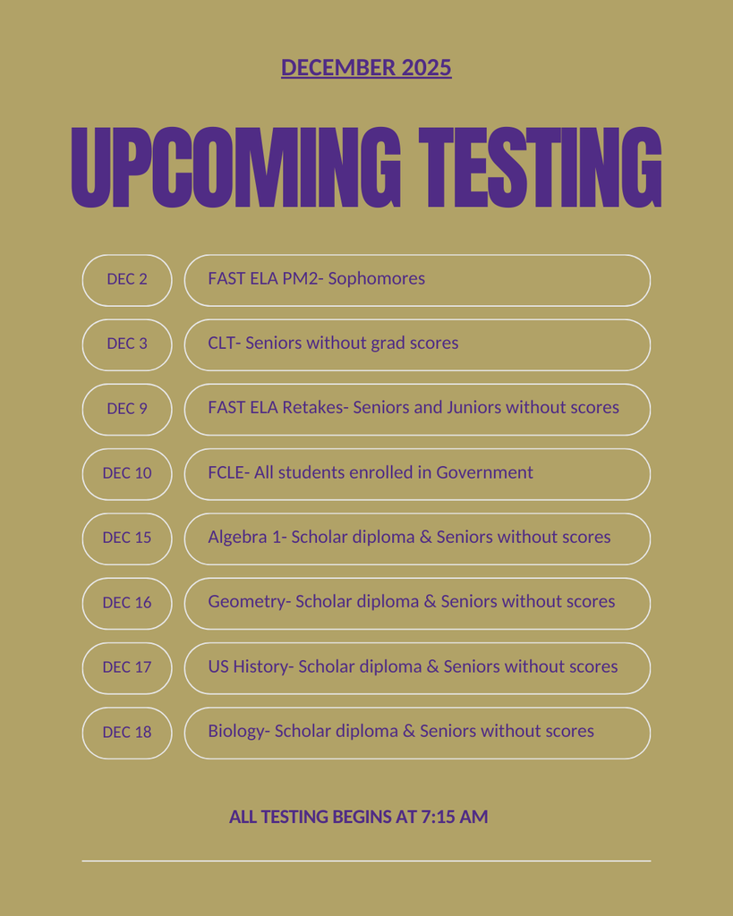 December Testing Dates