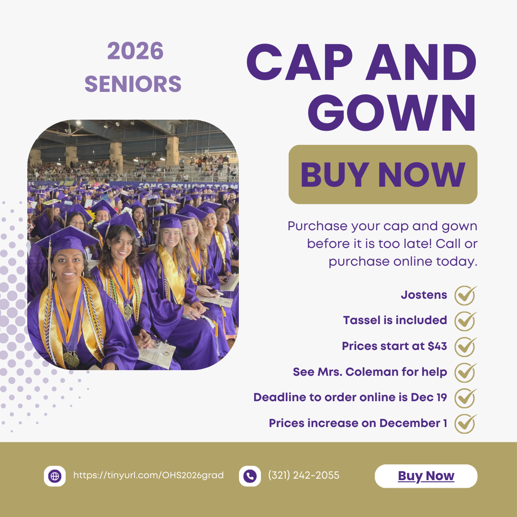 Senior Cap and Gown Orders!
