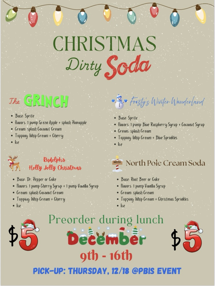Christmas dirty soda flyer