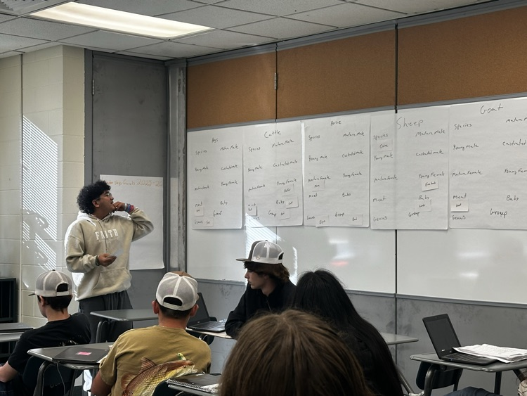 students in ag class presenting