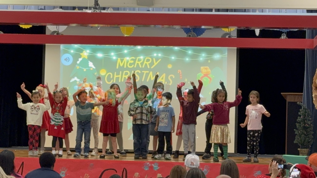 Students in Christmas outfits