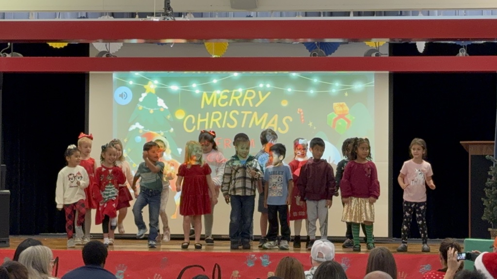 Students in Christmas outfits