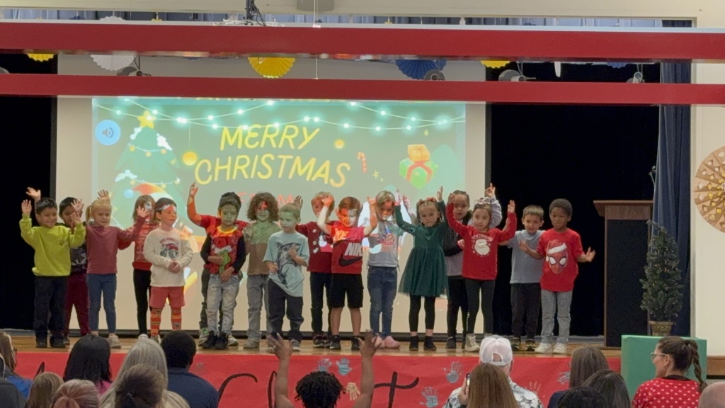 Students in Christmas outfits