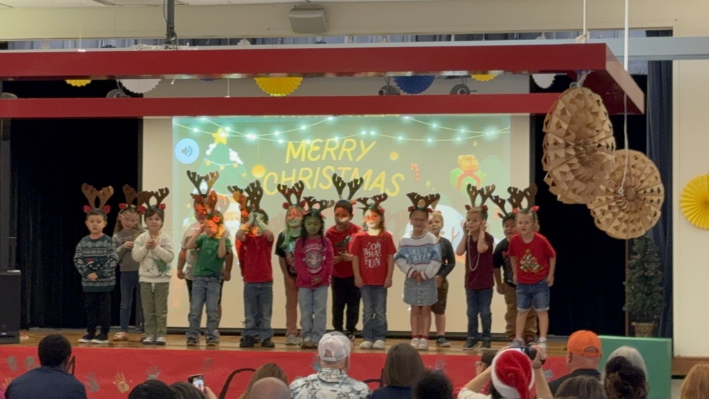 Students in Christmas outfits