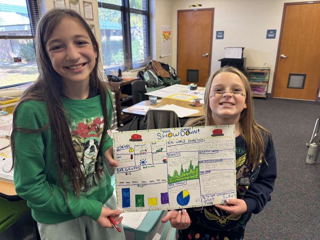 students holding poster about stock market
