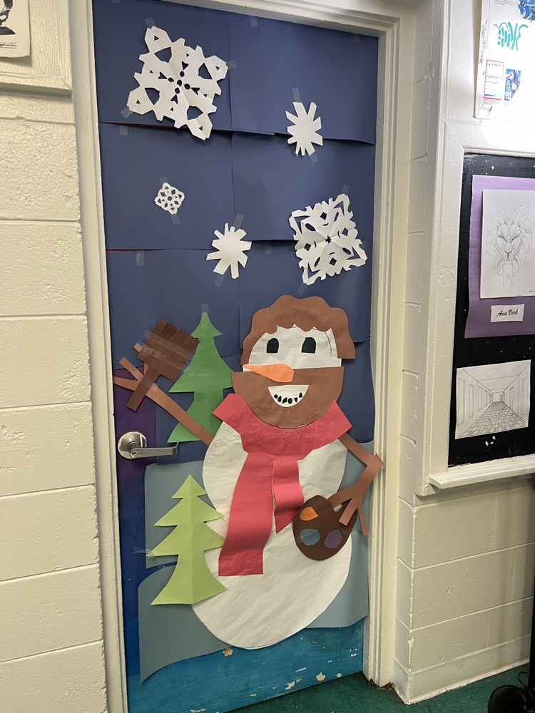 snowman decorated door